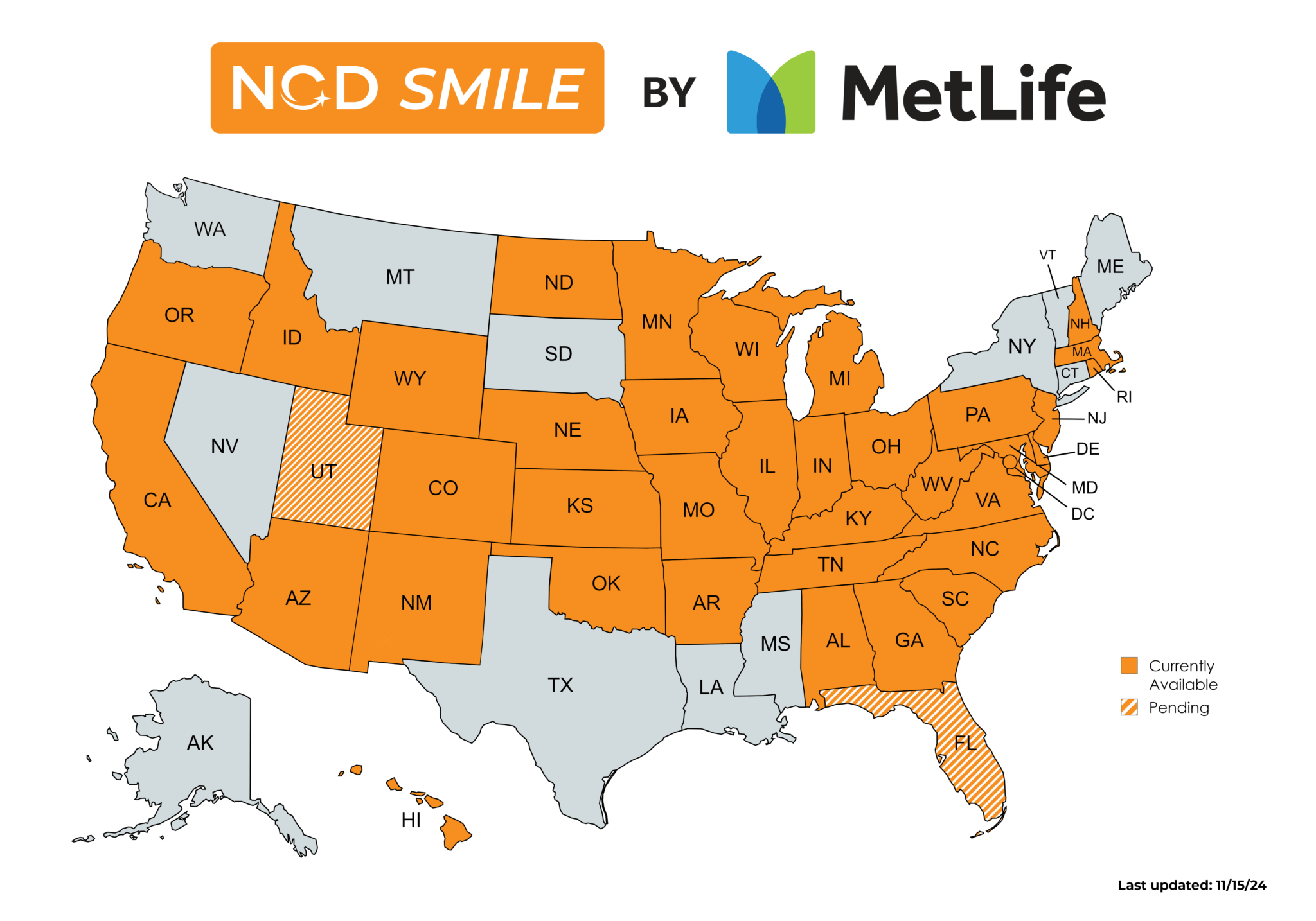 NCD Smile Product Availability Map 111524